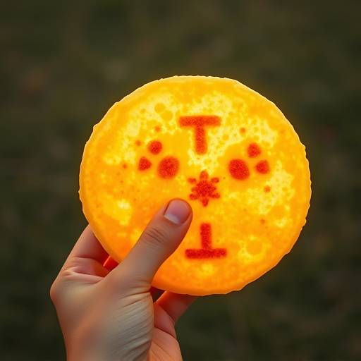 Image of a hand holding a golden pancake, representing the sun.