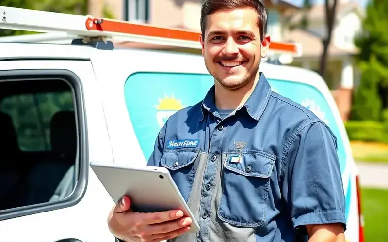 Service technician arriving at a customer's home